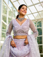 Lavdender net with Beads and Zarkan embroidery Semi-Stitched Lehenga choli & Dupatta