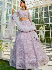 Lavdender net with Beads and Zarkan embroidery Semi-Stitched Lehenga choli & Dupatta