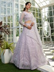 Lavdender net with Beads and Zarkan embroidery Semi-Stitched Lehenga choli & Dupatta