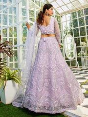 Lavdender net with Beads and Zarkan embroidery Semi-Stitched Lehenga choli & Dupatta