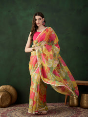 Floral Printed Saree With Blouse Piece