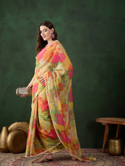 Floral Printed Saree With Blouse Piece