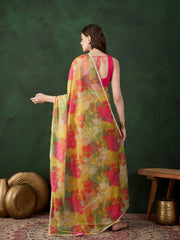 Floral Printed Saree With Blouse Piece