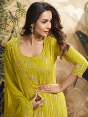 Malaika Arora Women Floral Embroidered Regular Kurta with Palazzos & With Dupatta