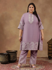 Women Floral Embroidered Regular Thread Work Kurta with Palazzos