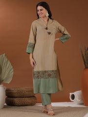 Floral Embroidered Straight Kurta with Trousers