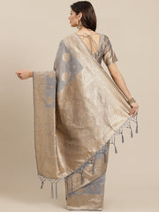 Grey & Golden Woven Design Zari Banarasi Saree