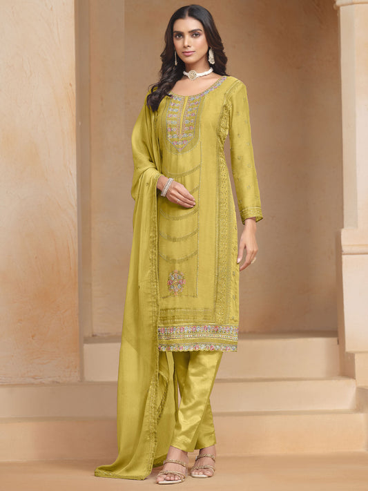 Yellow Multi Embroidery Salwar Kameez Suit