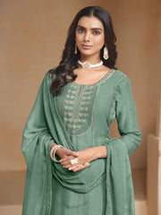 Green Multi Embroidery Salwar Kameez Suit