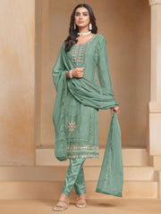 Green Multi Embroidery Salwar Kameez Suit