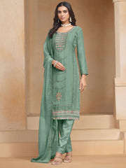 Green Multi Embroidery Salwar Kameez Suit