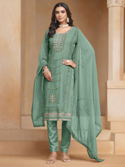 Green Multi Embroidery Salwar Kameez Suit