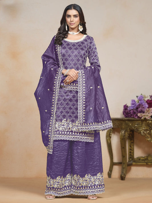 Purple Organza Pakistani Suit