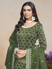 Mehndi Organza Pakistani Suit