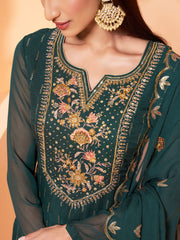 Dark Green Georgette Gharara Suit