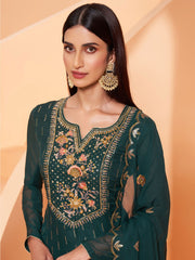 Dark Green Georgette Gharara Suit