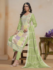 Radiant Green Color Organza Fabric Salwar Suit