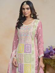 Organza Fabric Pink Color Excellent Salwar Suit