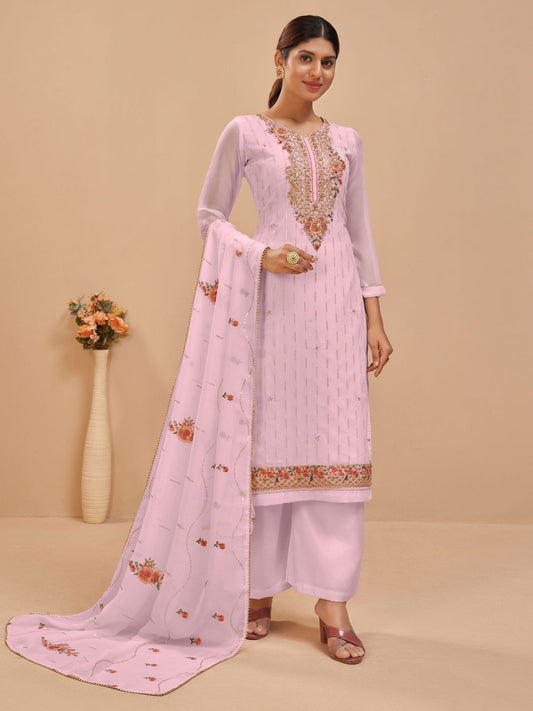 Pink Embroidered Pakistani Pant Suits