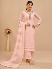 Peach Multi Embroidered Pakistani Pant Style Suit