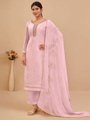 light Pink Multi Embroidered Pakistani Pant Style Suit