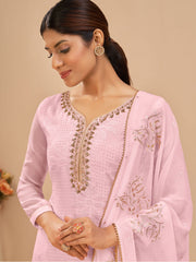 light Pink Multi Embroidered Pakistani Pant Style Suit