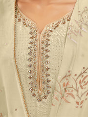 Off White Multi Embroidered Pakistani Pant Style Suit