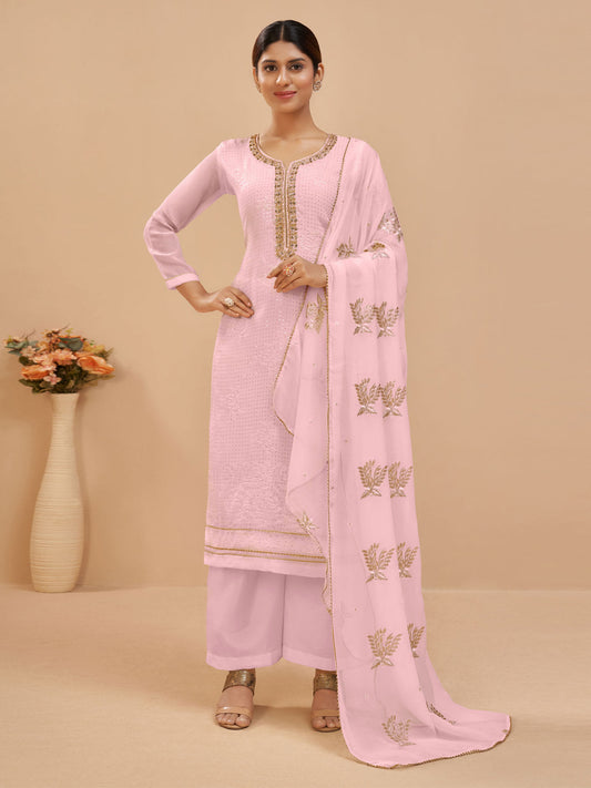 Pink Multi Embroidered Pakistani Pant Style Suit