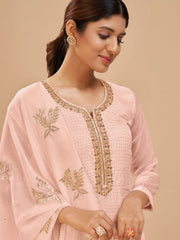 Off White Multi Embroidered Pakistani Pant Style Suit