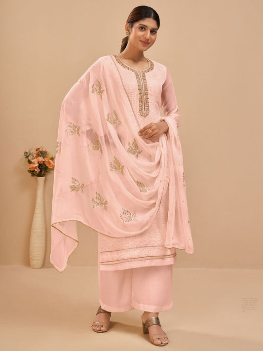 Off White Multi Embroidered Pakistani Pant Style Suit