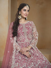 Pink Embroidery Festive Anarkali Suit