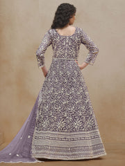 Purple Embroidery Festive Anarkali Suit