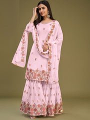 Light Pink Georgette Sharara Set