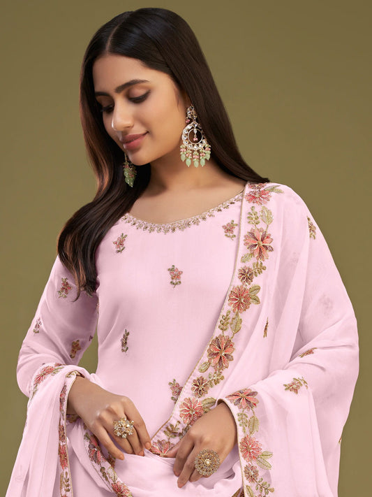 Light Pink Georgette Sharara Set