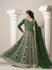 Dark Green Embroidery Georgette Anarkali Suit