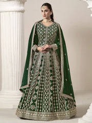 Dark Green Embroidery Georgette Anarkali Suit