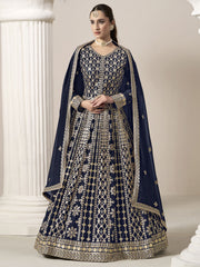 Blue Embroidery Georgette Anarkali Suit