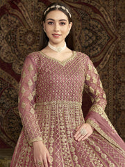 Blush Pink Traditional Embroidery Wedding Anarkali Suit