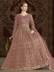 Blush Pink Traditional Embroidery Wedding Anarkali Suit