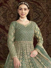 Sea Green Traditional Embroidery Wedding Anarkali Suit