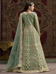 Sea Green Traditional Embroidery Wedding Anarkali Suit