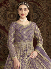 Lavender Traditional Embroidery Wedding Anarkali Suit