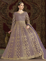 Lavender Traditional Embroidery Wedding Anarkali Suit