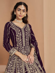 Wine Georgette Wedding Anarkali Suit