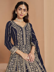 Blue Georgette Wedding Anarkali Suit