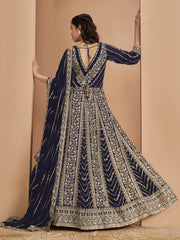 Blue Georgette Wedding Anarkali Suit