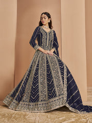 Blue Georgette Wedding Anarkali Suit