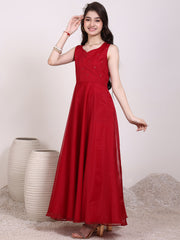 Girls Sequinned Embellished Ethnic Maxi Dress