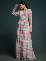 Multi Color Chiffon Ready-To-Wear Gown