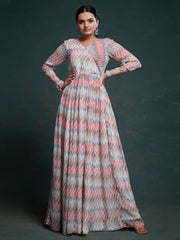 Multi Color Chiffon Ready-To-Wear Gown